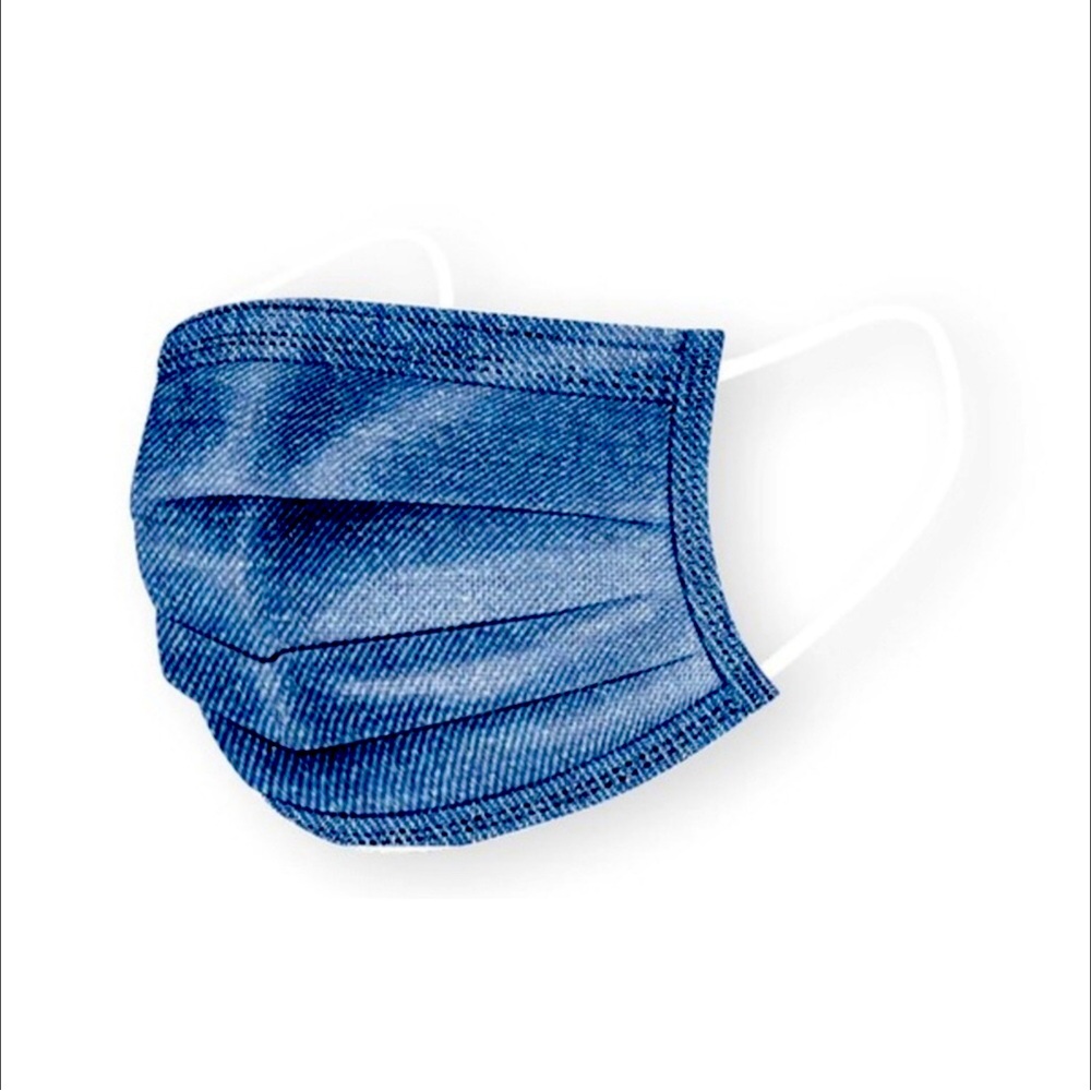 5 Piece Denim Face Mask Set Unisex Color Blue
